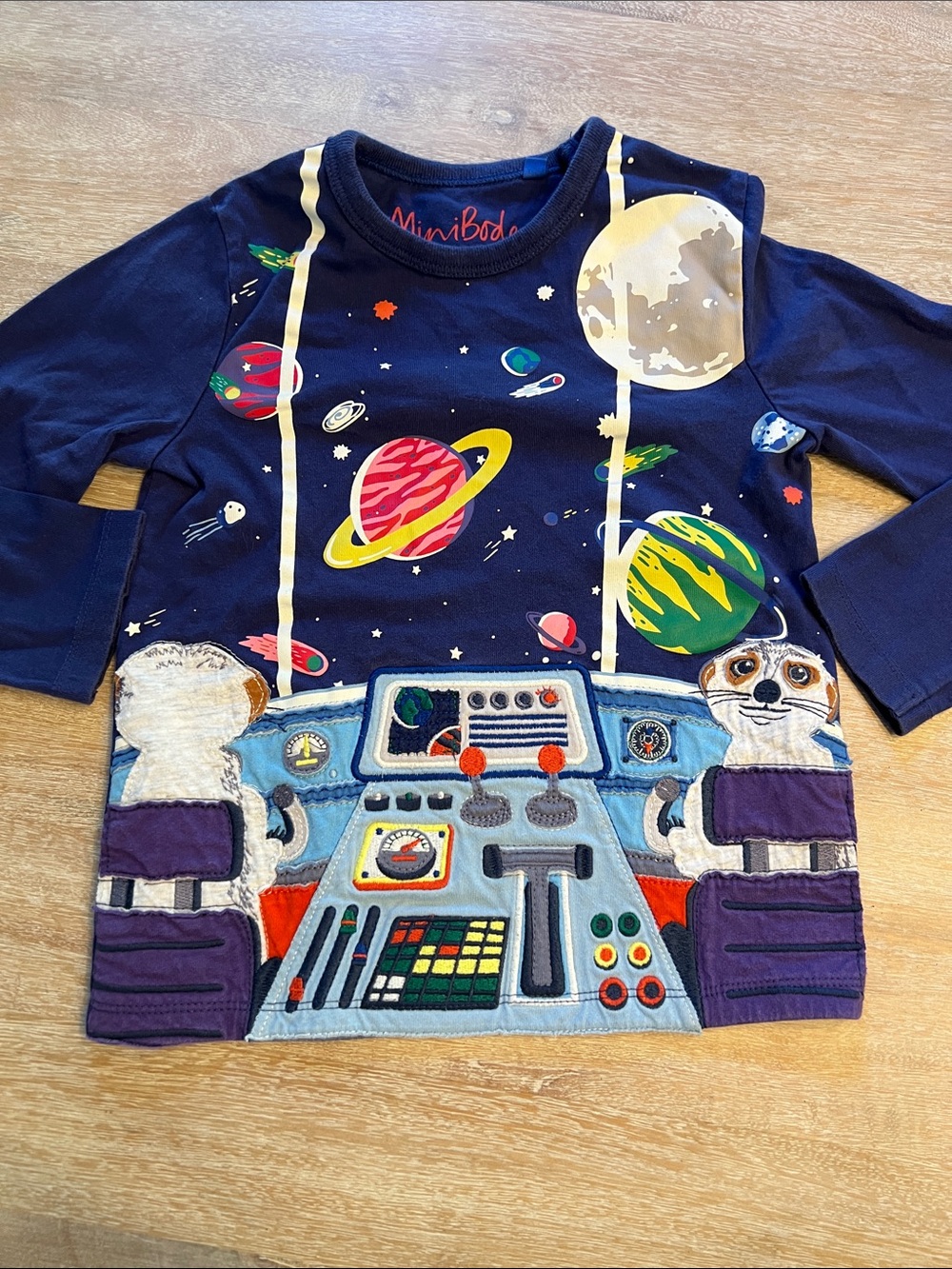 Mini Boden 4/5 space meerkat appliqué VGUC